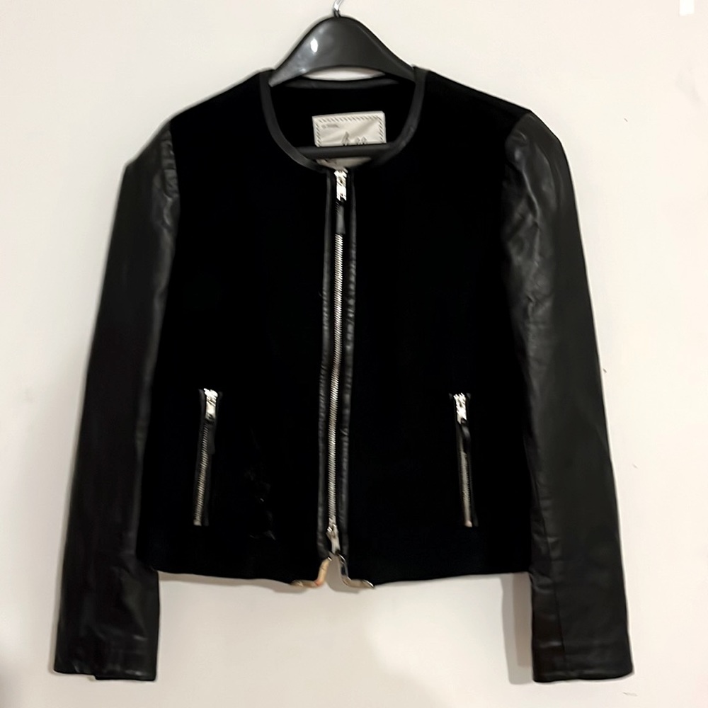 MILLY of New York faux leather/wool jacket